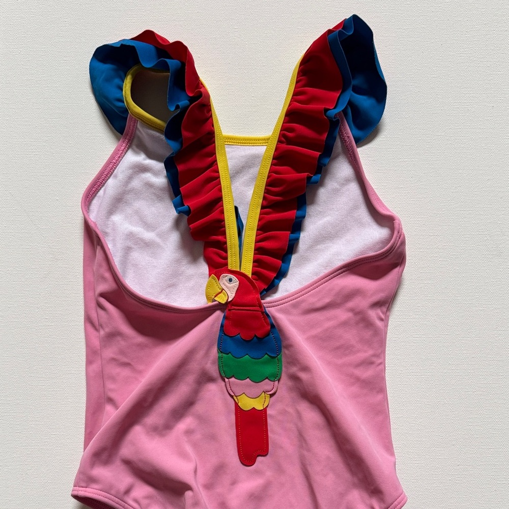 Mini Boden Colorful Parrot Design Swimsuit
